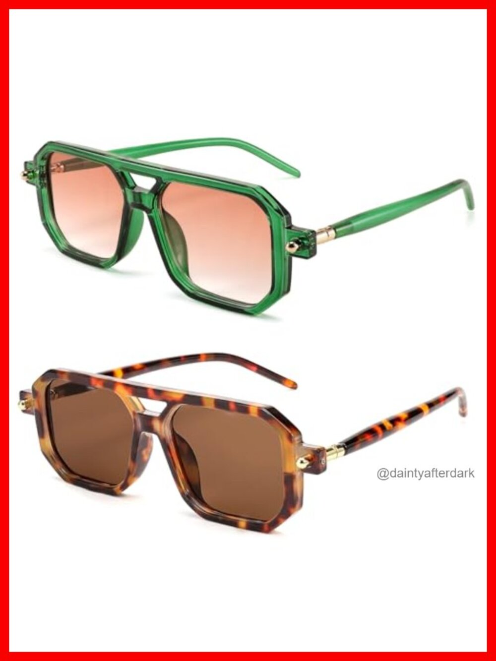 Retro Square Flat Aviator Sunglasses UV400 Protection Lightweight Plastic Frame